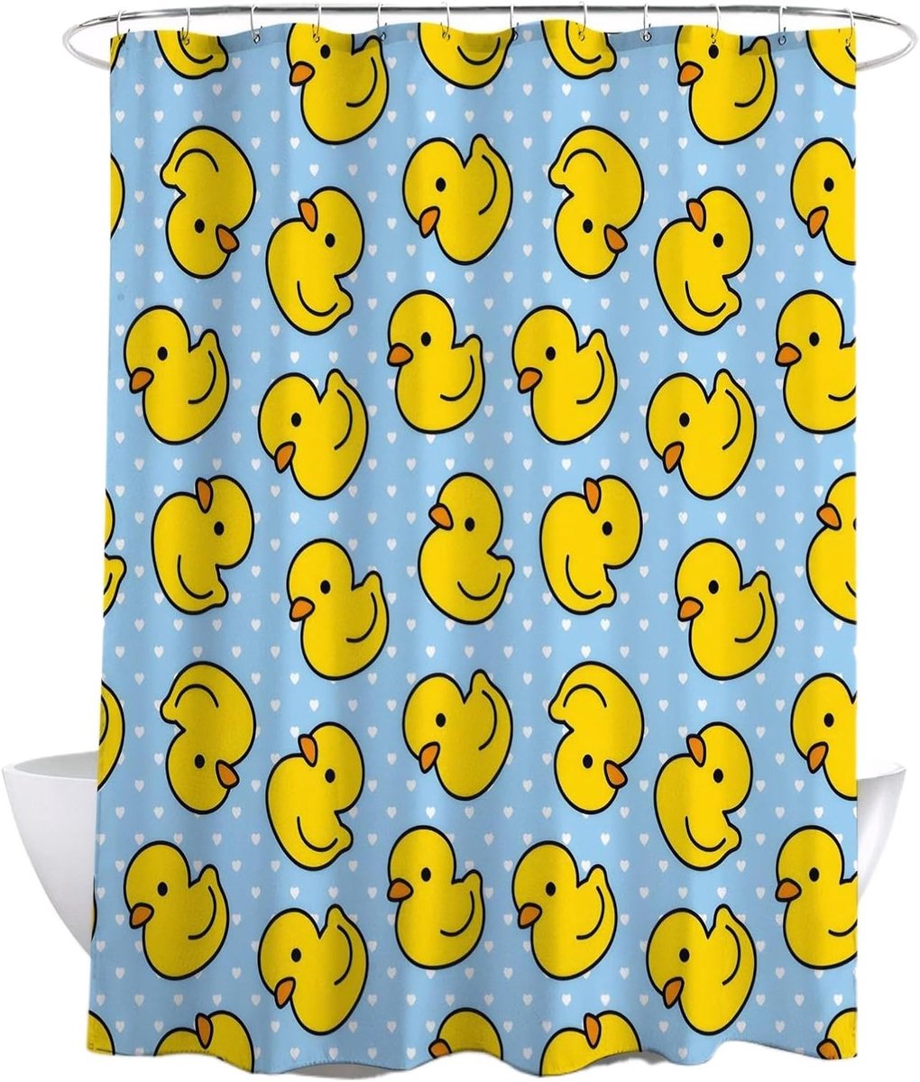 Anti-schimmel Polyester Douchegordijn 120 x 180 cm met Eend Ontwerp, 12 Oogjes en Ringen voor Badkamer, Thuis en Hotelgebruik