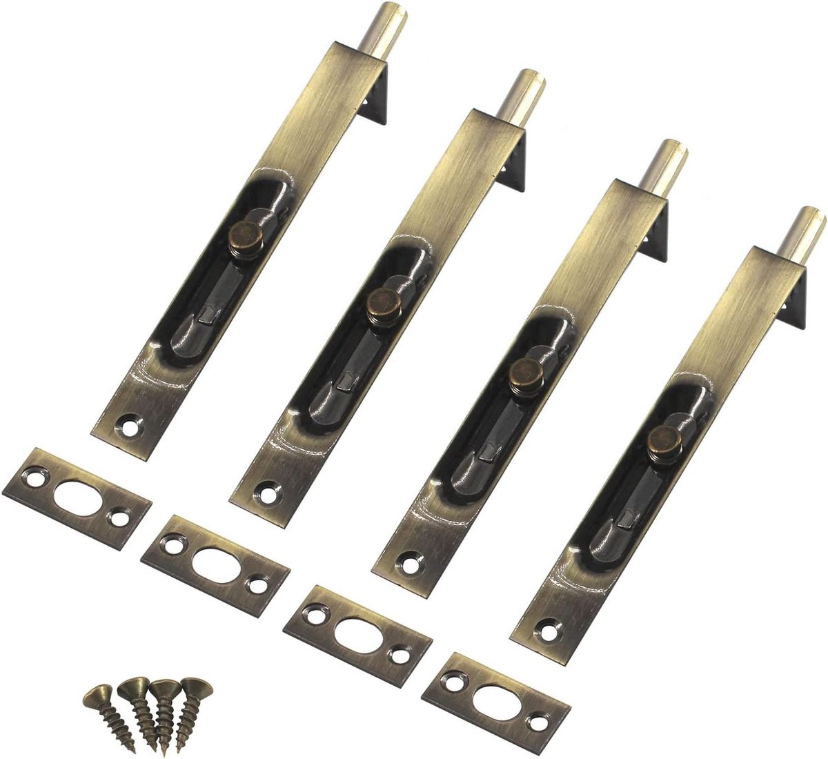 Verstevig je Deur met een 6 Inch RVS Verborgen Deurslot Flush Slide Latch Bolt - 4 Stuks in Brons, Duurzaam en Veilig