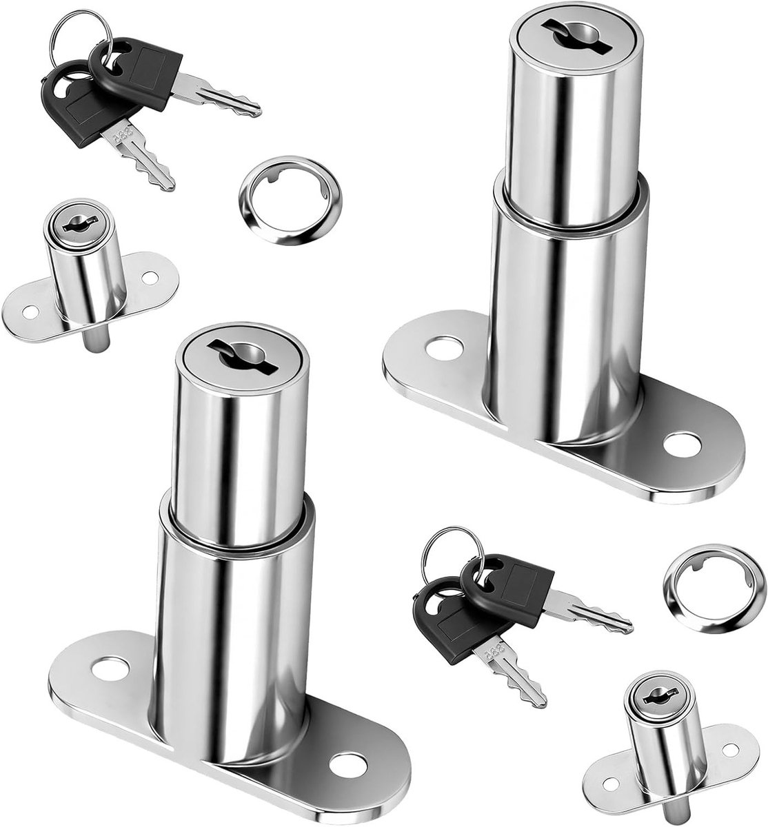 Robuuste cilinderslot voor schuifdeuren, 19 mm diameter, geschikt voor meubels en deuren tot 32 mm dik, inclusief sleutel en diverse toepassingen