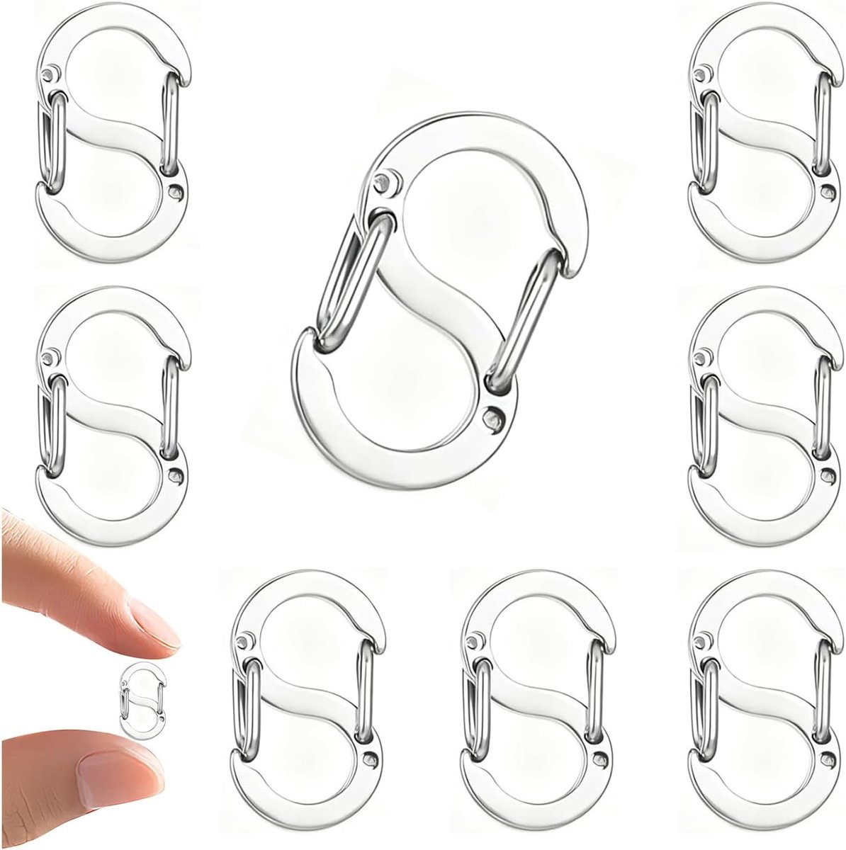 Roestvrijstalen lobster clasps met dubbele opening - Korte sluitingen, kettingclips en kabelbinders in zilver, ideaal voor accessoires en DIY-projecten