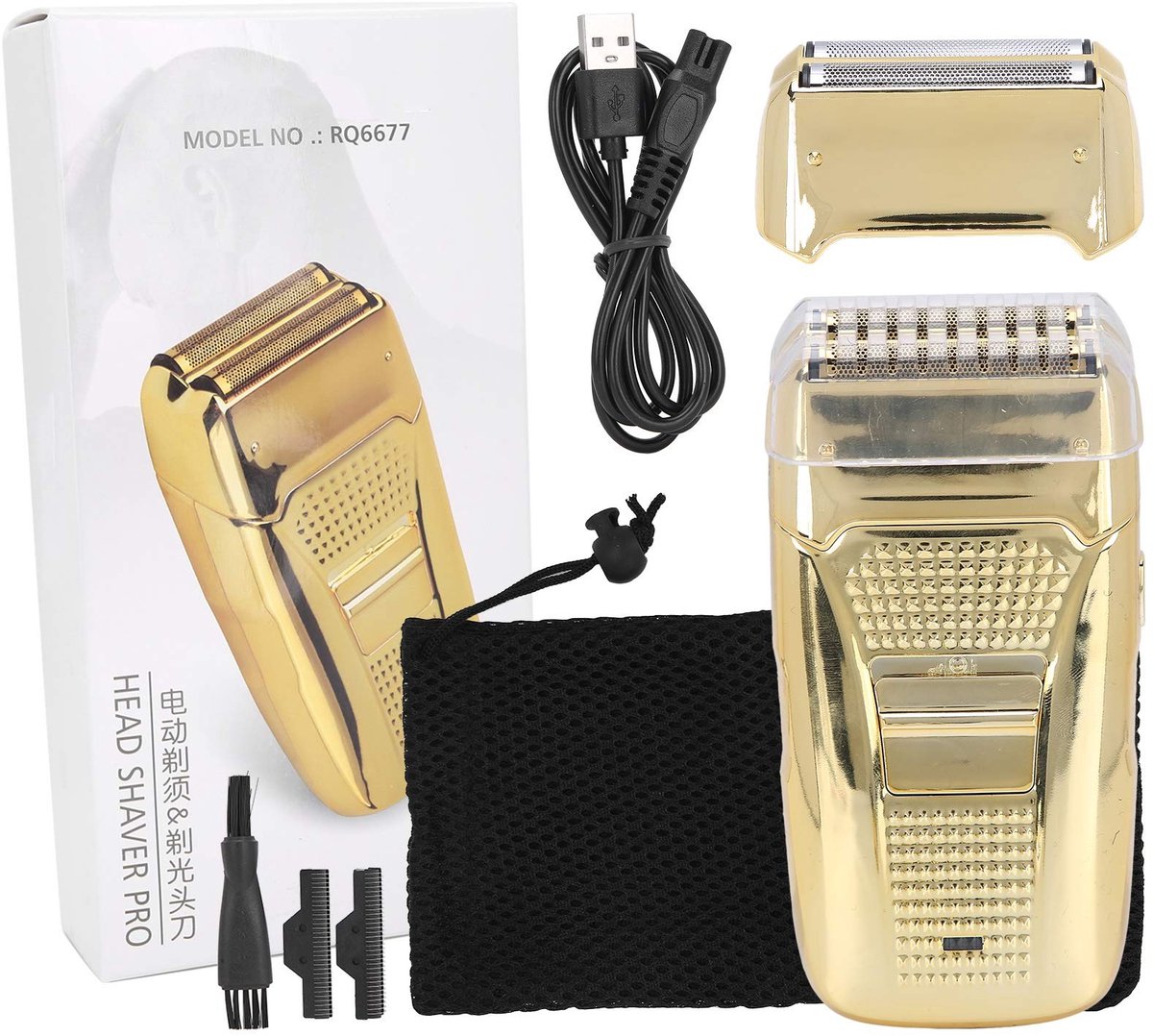 Dailygoods - Dailygoody - Oplaadbaar elektrisch scheerapparaat - Draagbaar scheerapparaat - Perfect voor mannen - Goud - Baardtrimmer - Geschikt voor dagelijkse ve