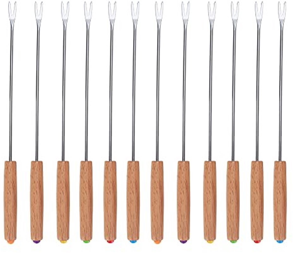 Dailygoods - Dailygoody - Barbecuevork-spiesjesset - Roestvrij staal - Duurzaam en veilig - Draagbaar - Kebabspiesjes - Voor barbecue en camping - 12-delig