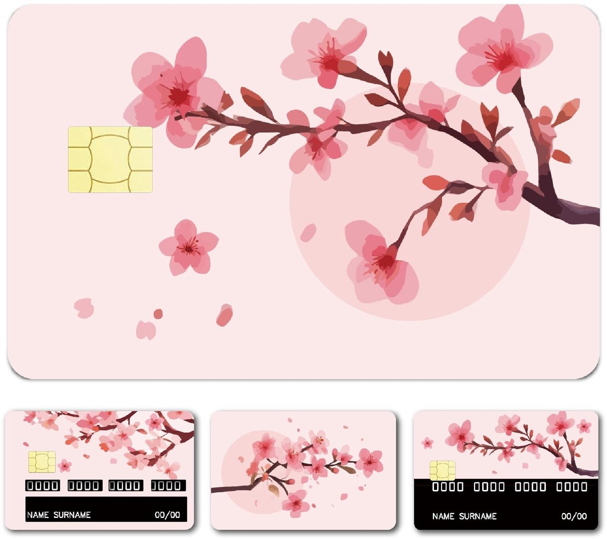 Dailygoody - Roze Creditcard Skin - Kersenbloesem - Slank en Gepersonaliseerd - 4 Stijlen - Waterdicht PVC - Geschikt voor Bankkaarten - 4 Stuks