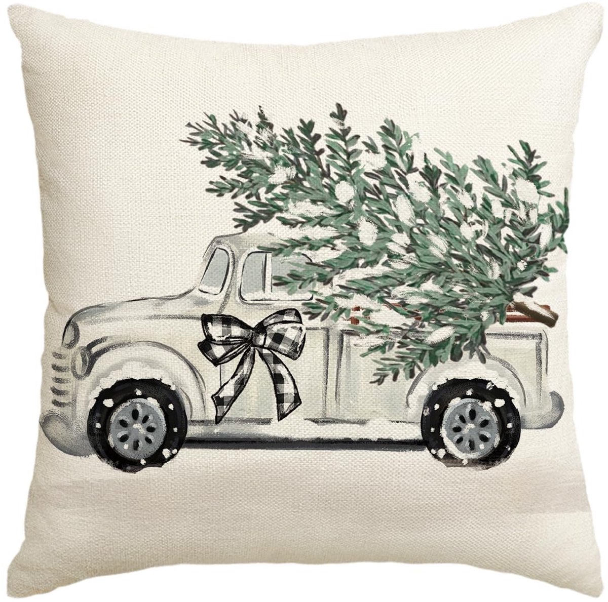 Dailygoody - Kerstkussensloop - Sierkussen - Ultrazacht - 50 x 50 cm - Winterdecoratie - Perfect voor woonkamer - Beige