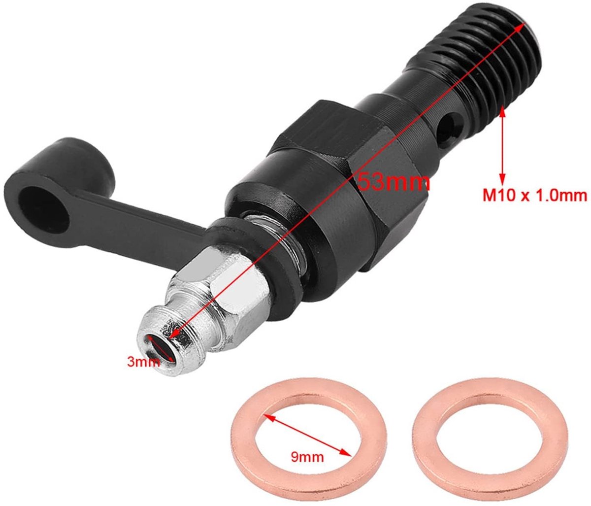 Dailygoody - M10x1.0mm Motorfiets Hoofdremcilinder - Universeel - Hoogwaardige Kwaliteit - Zwart - Ontluchtingsschroef - Geschikt voor Motorfietsen - ...