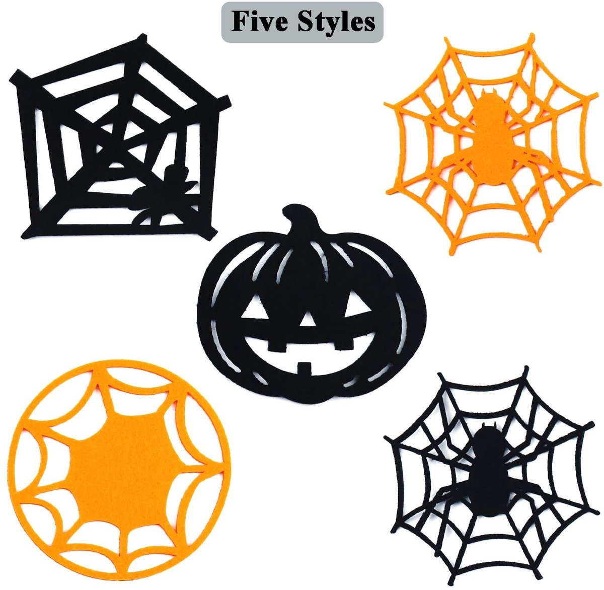 Dailygoods - Dailygoody - Onderzetters Halloween - Herbruikbare Onderzetters - Waterabsorberend - Meerkleurig - Tafeldecoraties - 20 Stuks - Geschikt voor Feestdagen