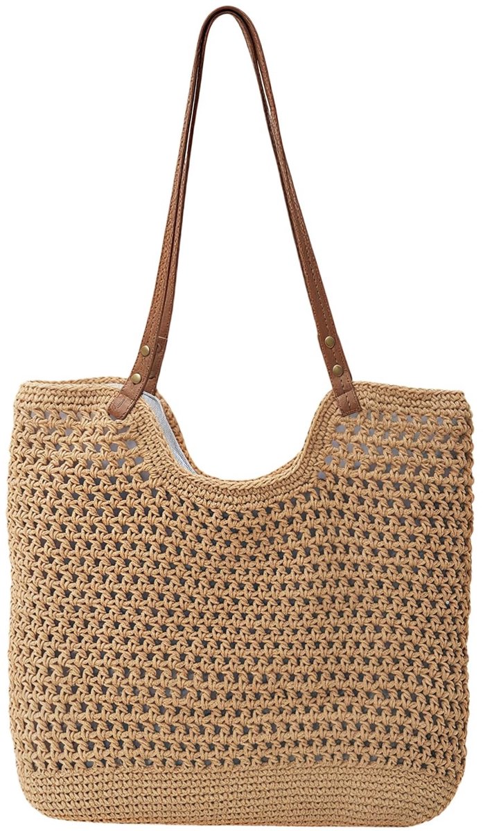 Dailygoods - Dailygoody - Strohtas Beach Bag - Bohemian Strandtas - Lichtgewicht en Duurzaam - Beige - Zomer Handtas - Ideaal voor Vakantie en Strand