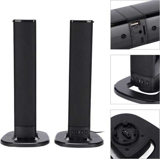 Draagbare Geluidset - Afneembare Speakers - Home Cinema - Dubbele Subwoofers - 40 cm Lengte - Zwart — afbeelding 4
