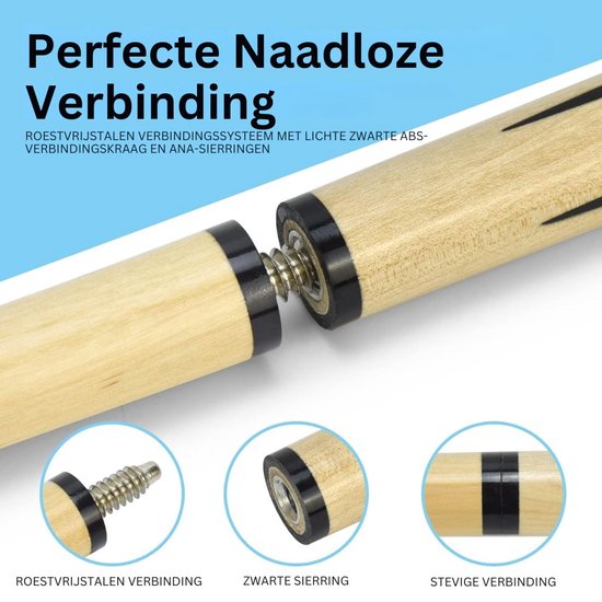 MRKK® Poolkeu 2 Delig - Biljart Accessoires - Biljartkeu - 147cm van Merkloos — afbeelding 4
