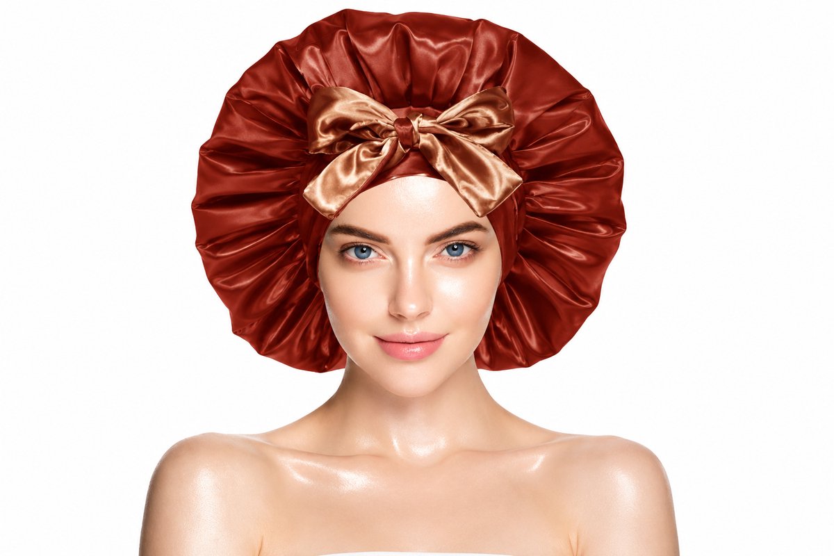 Xaria Satijnen Slaapmuts – Dubbelzijdig Satijn Binnen & Buiten – Verstelbare Bonnet met Lange Lussen – Tegen Pluis & Haarbreuk