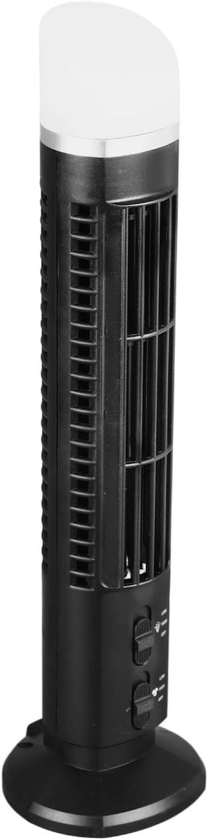 Bladloze Torenventilator - Ventilator met Licht - Bureau Koeling - Veilig Bladloos Ontwerp - Compact Formaat - Zwart