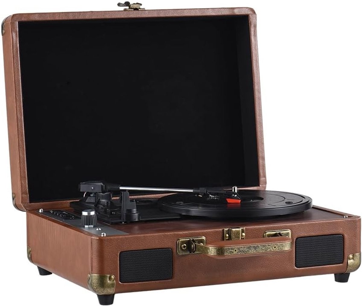 Retro Platenspeler met Draadloze 33 45 78 RPM Draaitafel voor USB en SD Kaart Afspelen, Ingebouwde Speakers en 3.5 Mm Audio Aansluiting