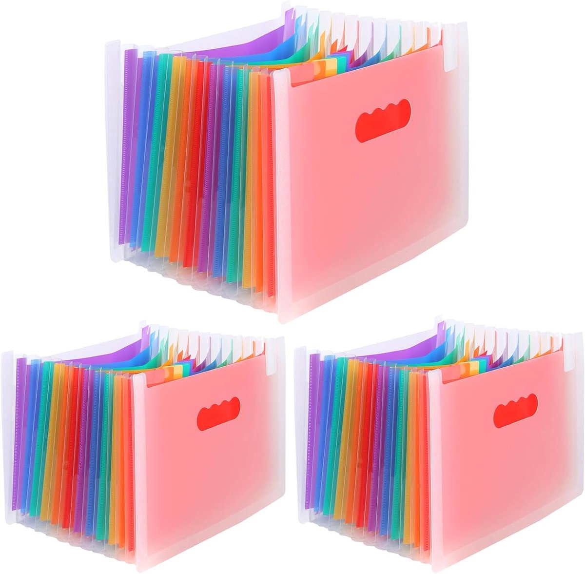 3-delige Uitbreidbare Bestandsorganizer met 13 Compartimenten voor A4 Documenten, Ideaal voor Kantoor, Thuis en School, Papieren Opslag en Organisatie, 33x24cm, Kleurrijk