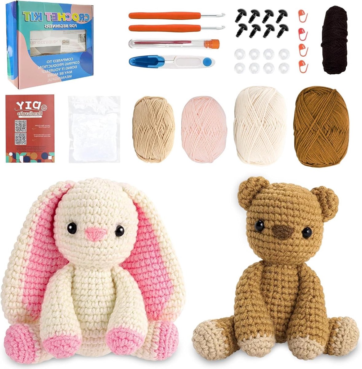 Haakset voor Beginners - Amigurumi Dieren, Stap-voor-Stap Video-instructies, Drie Schattige Katten, Creatieve Haakset voor Hobbyisten