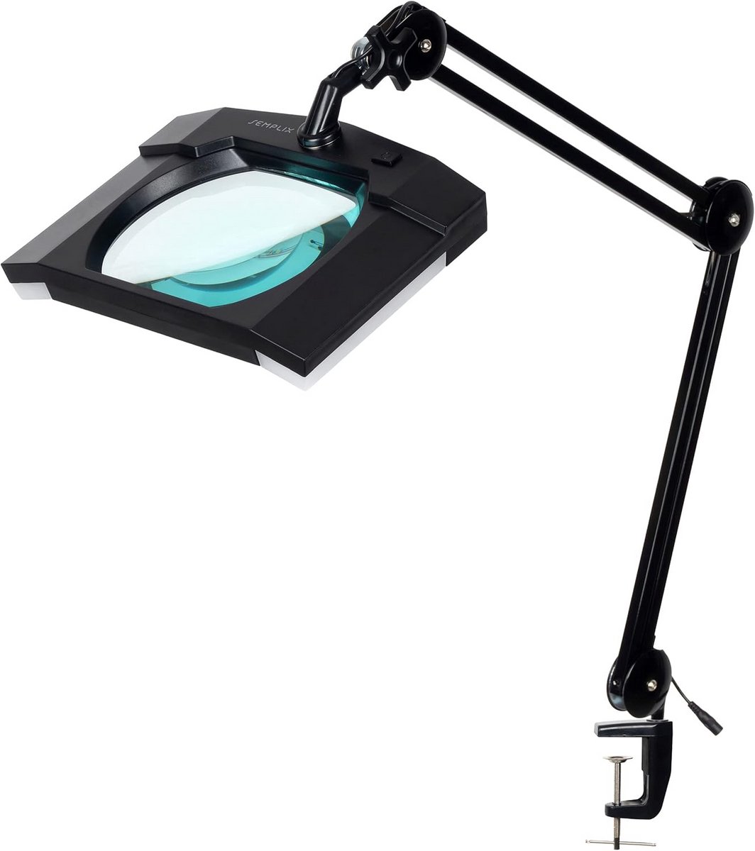 Vergrootlamp LED met Tafelklem - 60 LED's - Zwart - Groot 189x157mm Lens