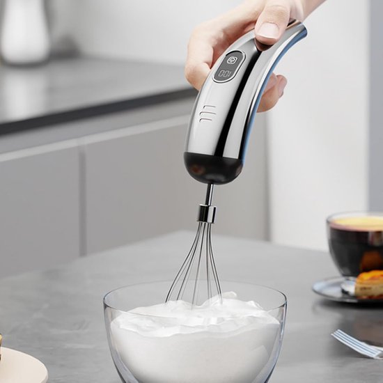 Elektrische Handmixer - Keukenmixer - Bakken en Koken - 7 Snelheden Instelbaar - 18 cm Lengte - Zilver Zwart — afbeelding 5