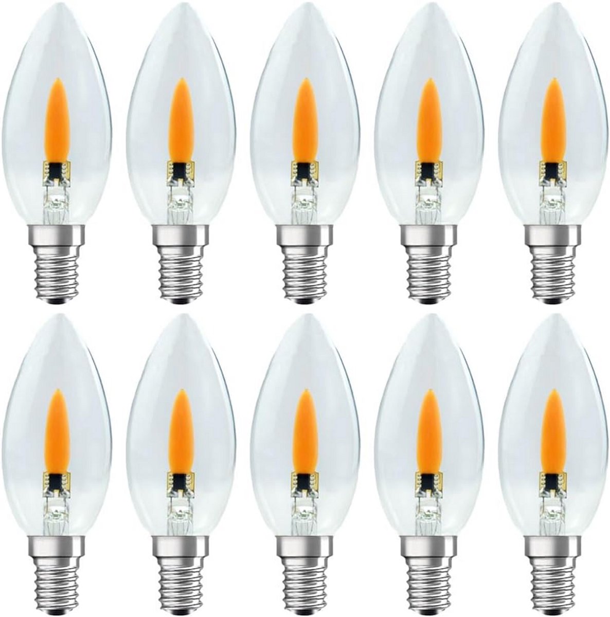 LED Kaarslamp - Vlam Effect - Sfeerverlichting Creëren - Energiezuinig 1W - E14 35x98mm -