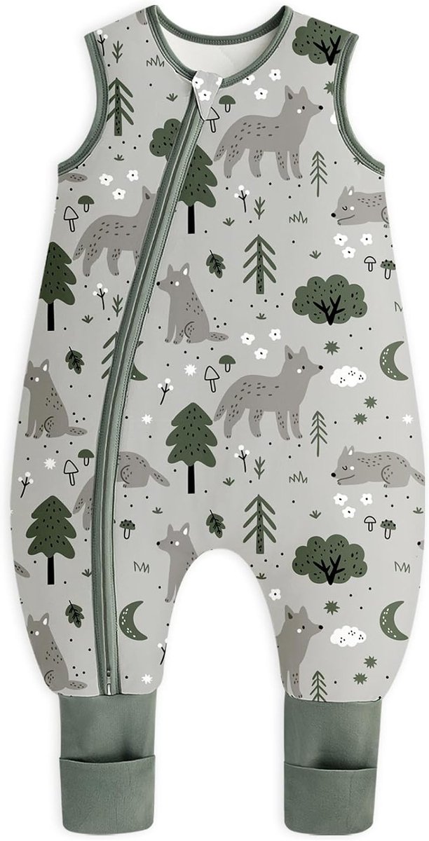 Babyslaapzak met voeten 1,5 TOG, comfortabele winterslaapzak voor baby's van 6-18 maanden, katoen, 70 cm, ideale nachtrust voor babylengte 75-90 cm