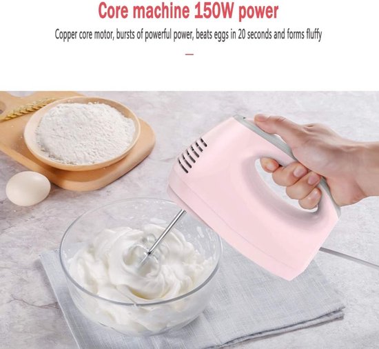 Elektrische handmixer - 5 snelheden keukenmixer met extra brede roestvrijstalen kloppers om te bakken, inclusief room en melkopschuimer, perfect voor zelfgemaakte recepten — afbeelding 5