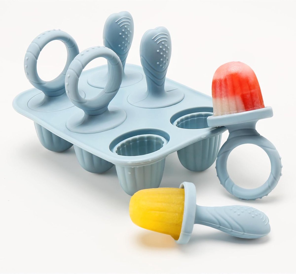 6 mini herbruikbare ijsvormpjes Geschikt voor baby's en kinderen, ijslollyvormpjes met stokjes, vaatwasmachinebestendig, perfect Geschikt voor ijslolly's, ijs en sorbet (blauw)