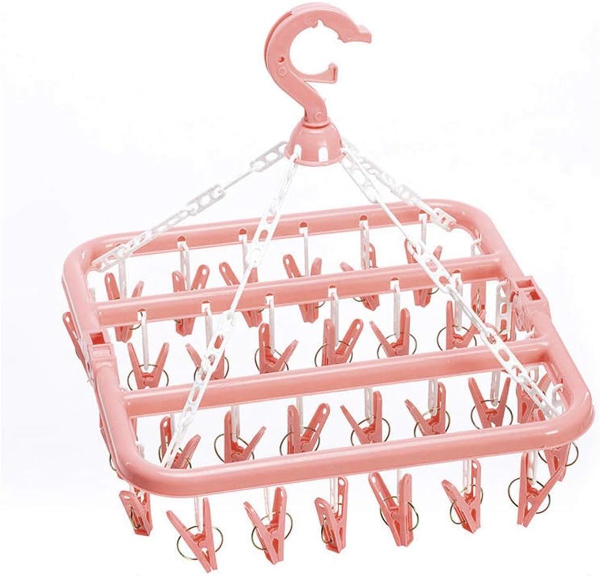 VHV Sokkendroger - Droogrek - 32 Knijpers - Sokken Hanger - Wasrek Sokken - Wasrek - Droogrek - Carrousel - Droogcarrousel - Washanger - Sokkendroogrek - Roze