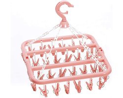 VHV Sokkendroger - Droogrek - 32 Knijpers - Sokken Hanger - Wasrek Sokken - Wasrek - Droogrek - Carrousel - Droogcarrousel - Washanger - Sokkendroogrek - Roze