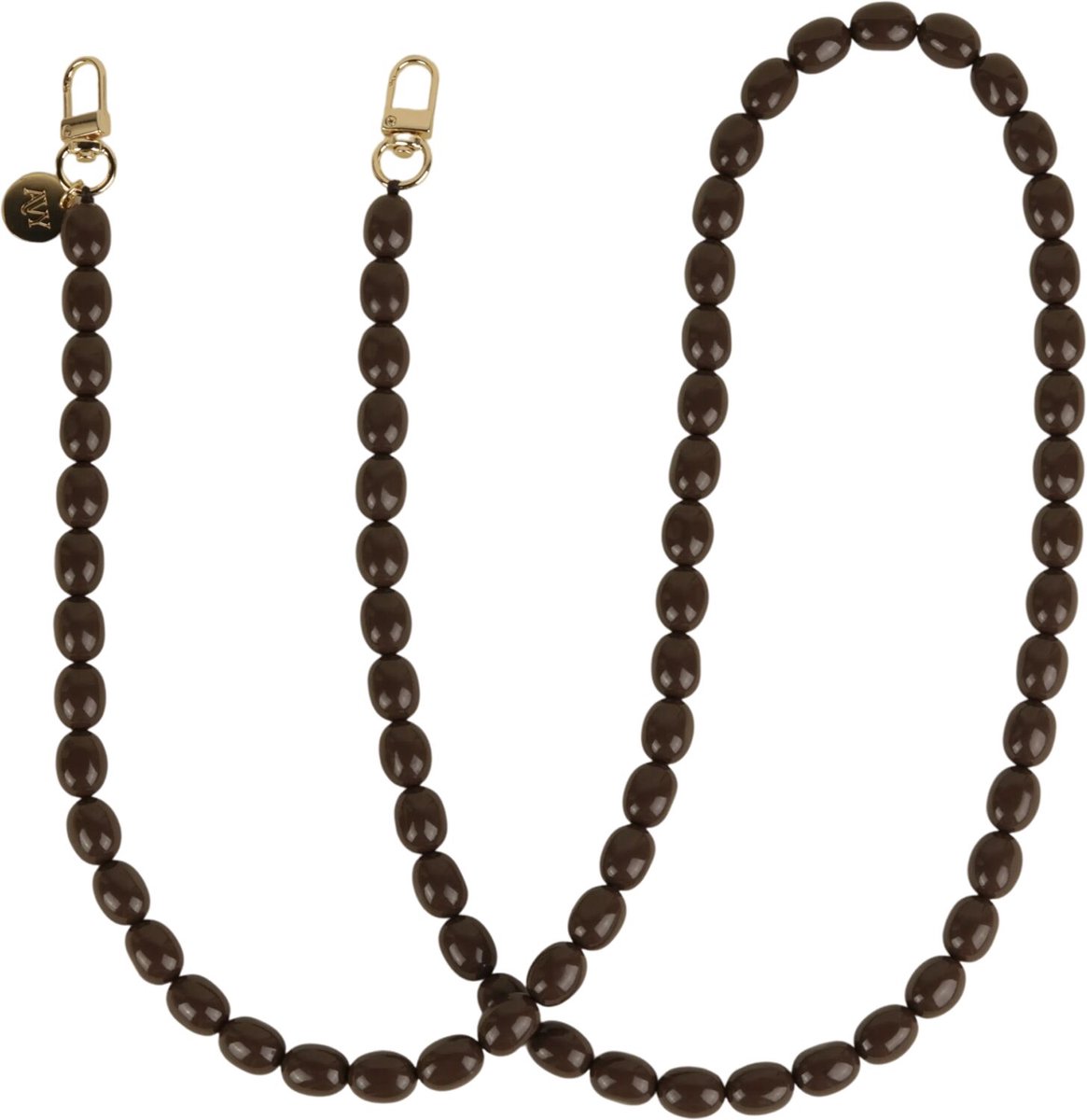 AVY Crossbody Telefoonkoord | Rosario Brown | Lang Koord | Universeel voor alle Hoesjes | Geschikt voor iPhone, Samsung en meer | 120CM | Kralen Ketting | Brown