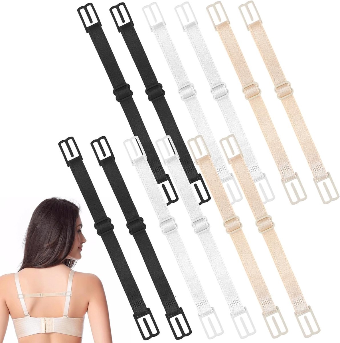 Set van 6 Antislip BH-Haakjes - Verstelbare Elastische BH-Haakjes voor Comfort en Steun