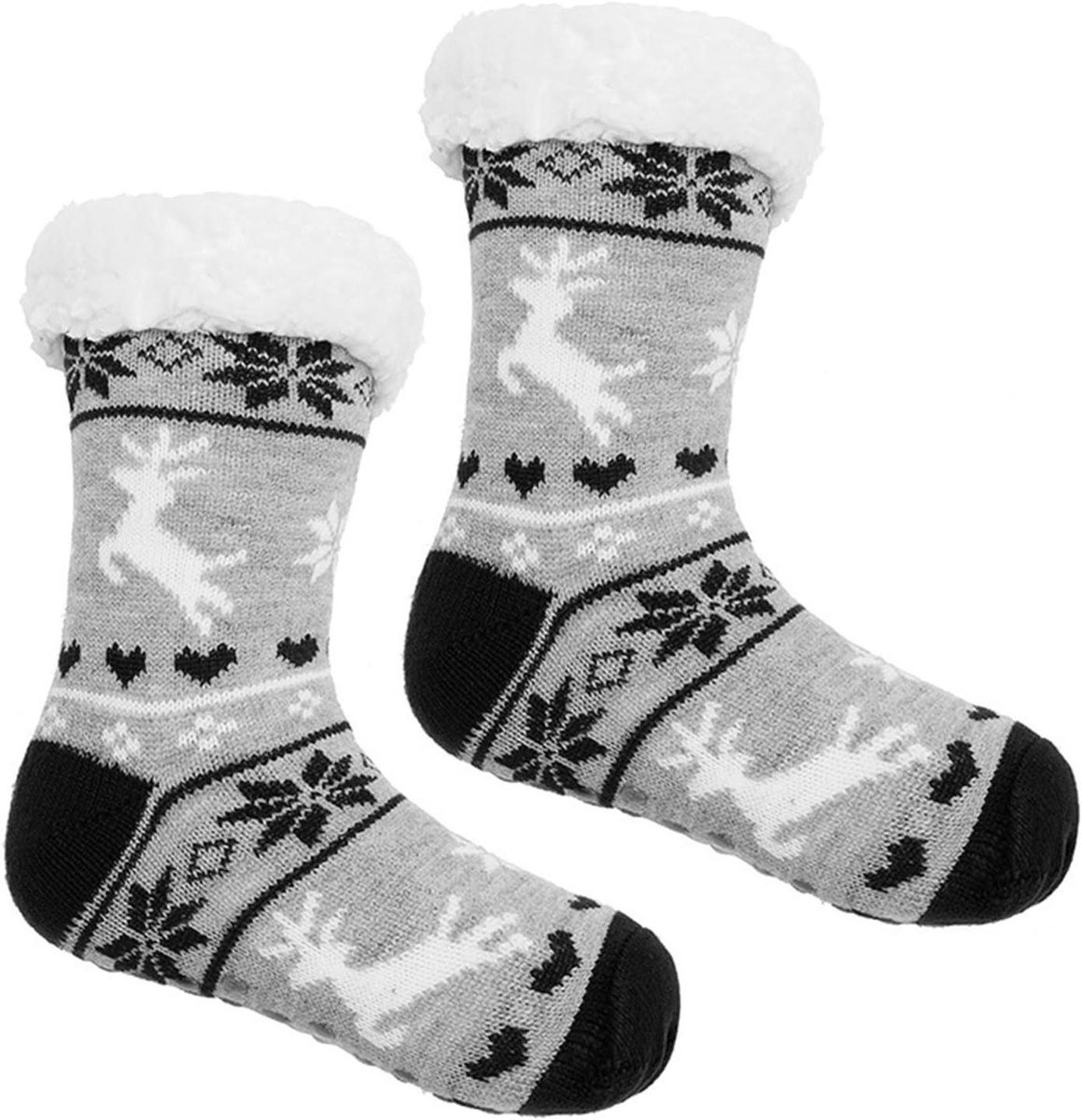 Sokken Pantoffels - Huissokken Warme Sokken - Comfort Thuis - Antislip Bodem - One Size - Grijs