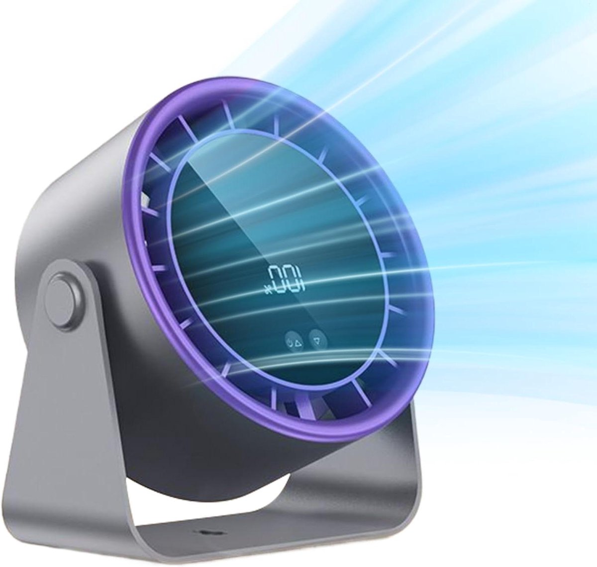 Tafelventilator - Draagbare ventilator - Persoonlijke koeling - Stil en draadloos - 17.3W x 8.8H cm - Zwart