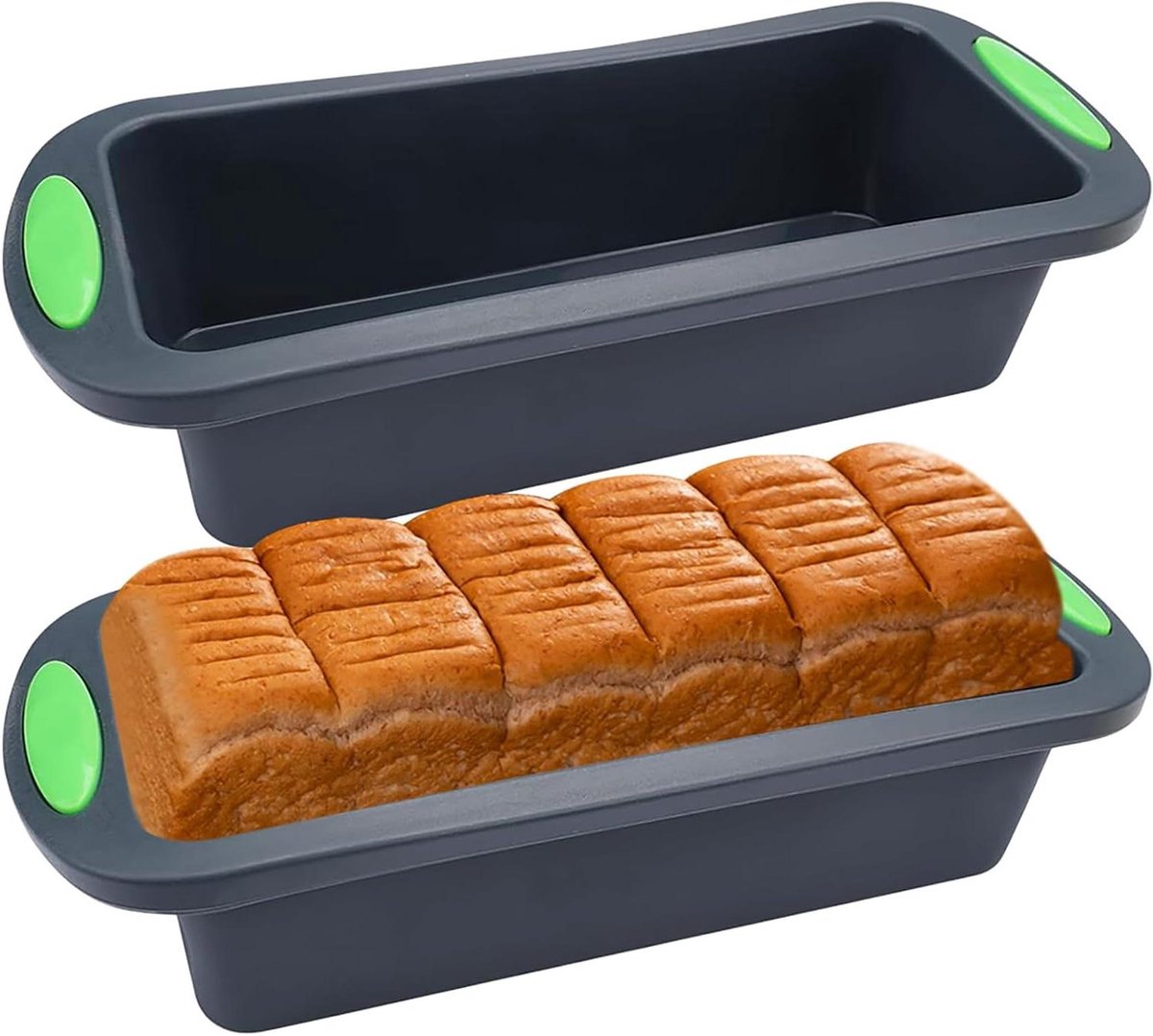Set Bakvormen - Broodvorm Siliconen - Brood Bakken - Antiaanbaklaag - 28 x 12.5 x 6 cm - Grijs