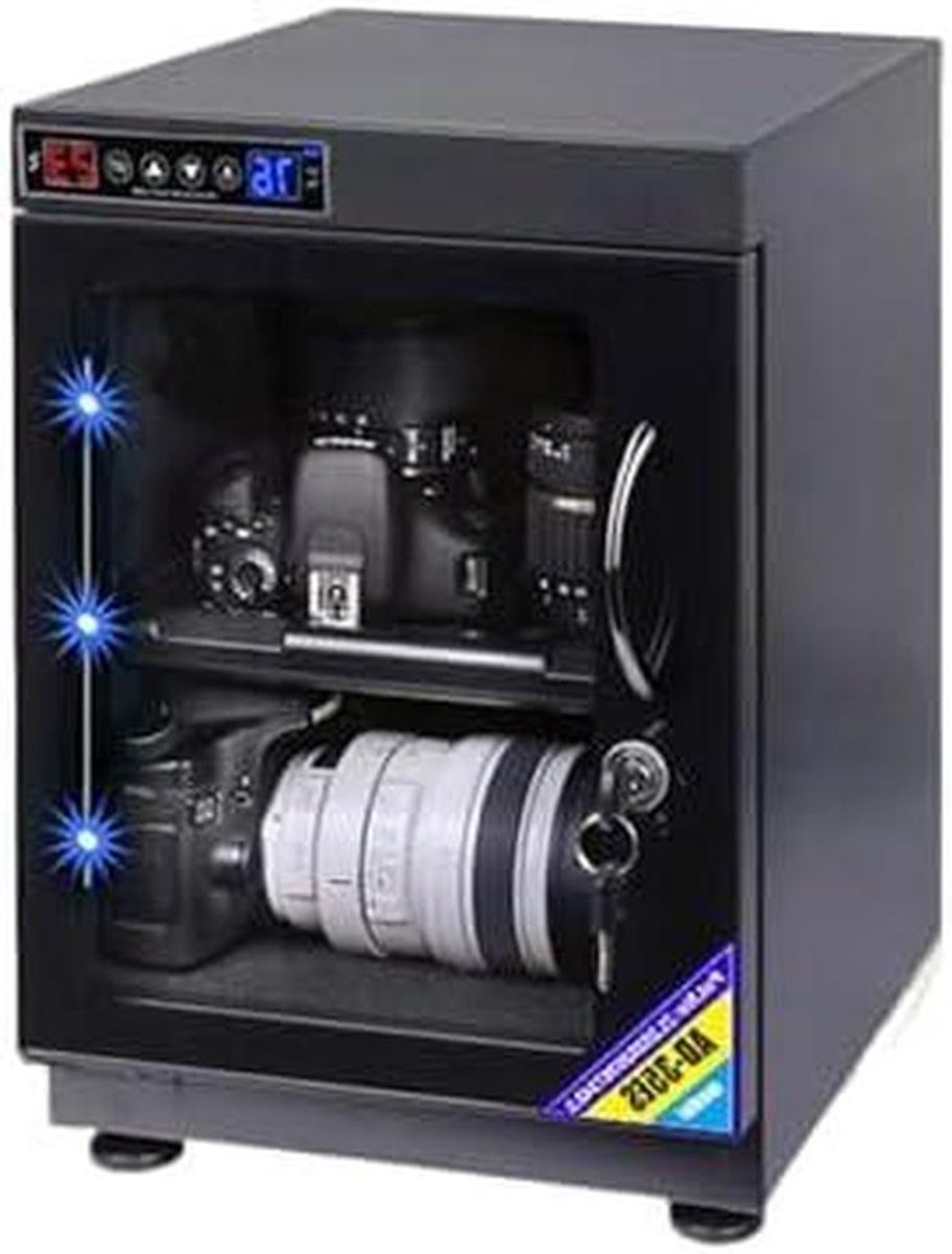 Digitale Camera Droogkast - Ontvochtiger Box Vochtwerende Kast - Apparatuur Beschermen - Dual Screen Display - 85L - Zwart