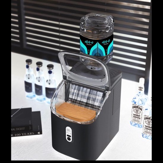 Tafelijsblokjesmachine - Draagbare Ijsmaker - Drankjes Koelen - Automatische Reiniging - 8.3 kg - Zwart — afbeelding 3