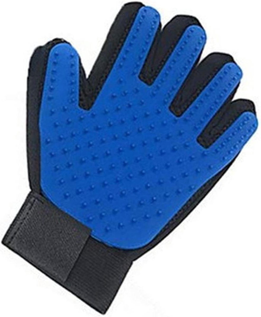 Huisdier Verzorgingshandschoenen - Borstel handschoen - Huisdier verzorgen - Huidvriendelijk massage rubber - 1 Paar - Blauw