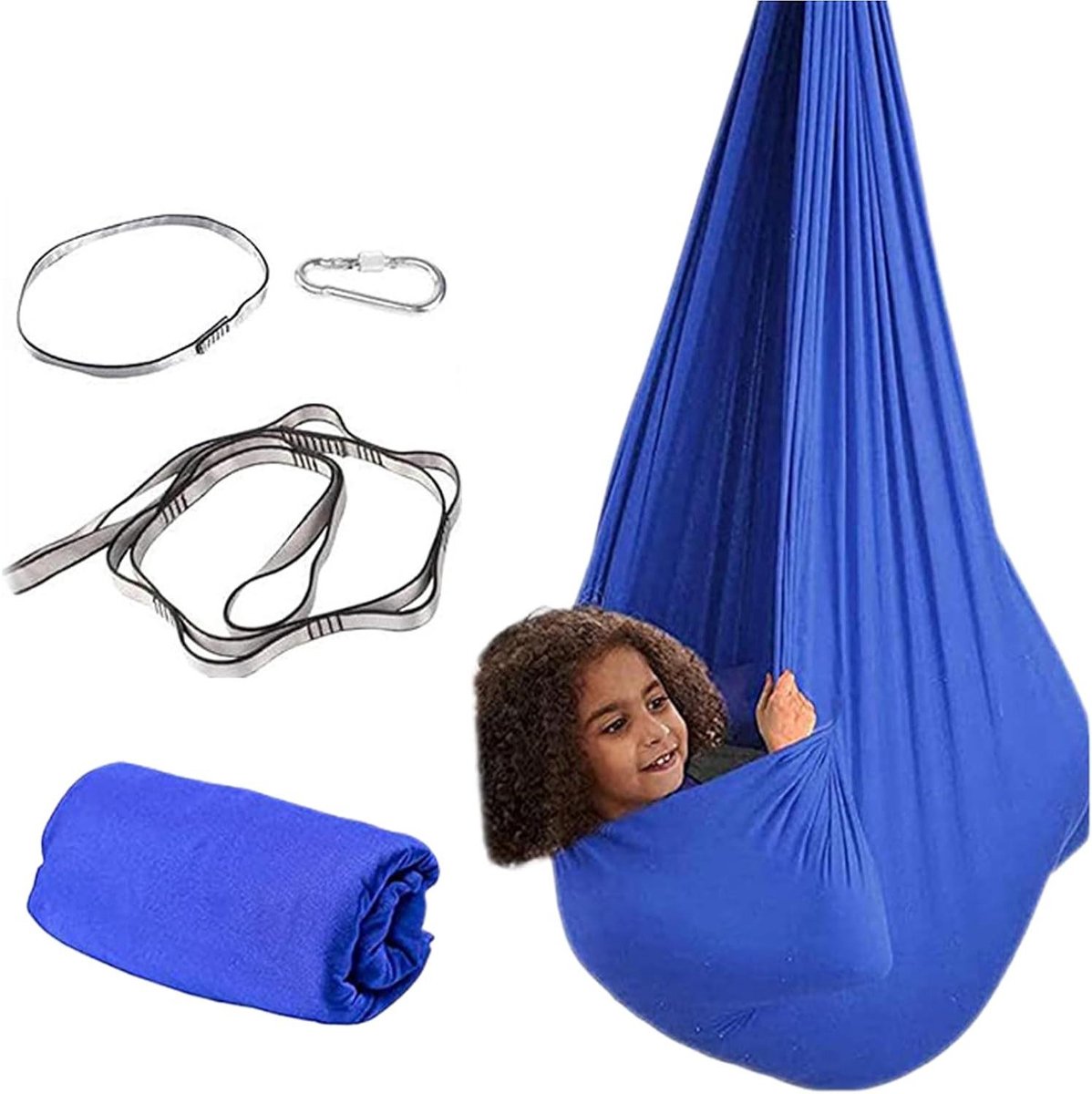 Sensorisch Speelgoed - Hangmat Speelgoed - Ontspanning en Spel - Robuust Flexibel Nylon - 280 cm x 100 cm - Blauw