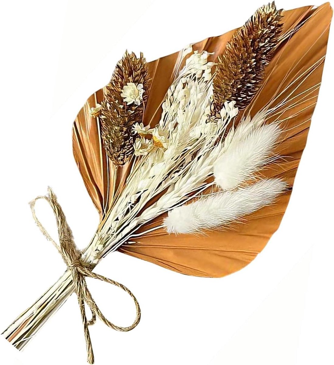 Droogbloemen Boeket - Gedroogde Bloemen Decoratie - Taart Decoreren - Natuurlijke Textuur - 28 cm x 9 cm - Beige