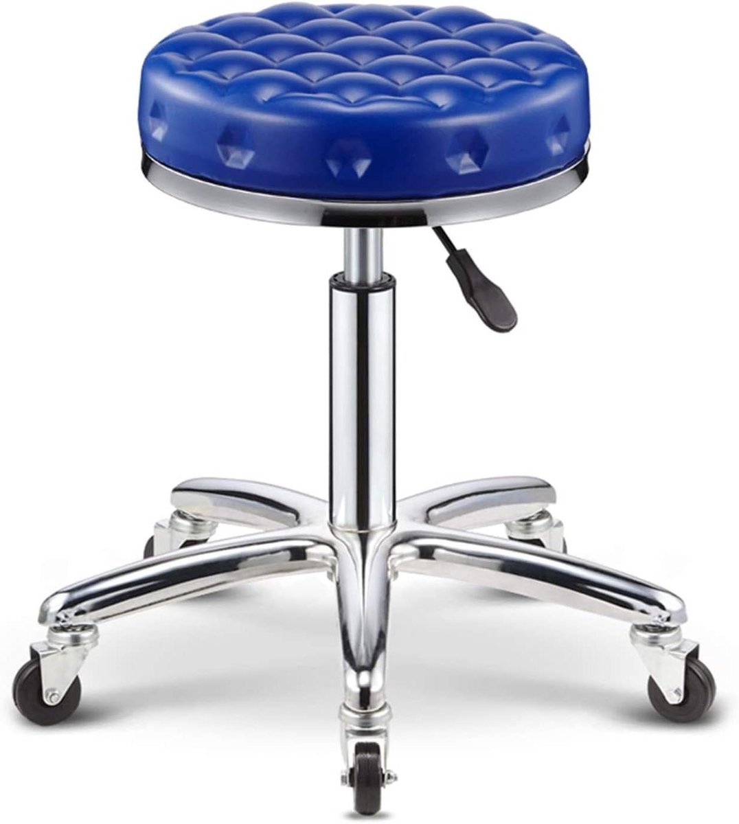 Verstelbare Rolkruk - Draaibare Stoel - Salon Gebruik - Verdikt Kussen - 33-58 cm - Zwart