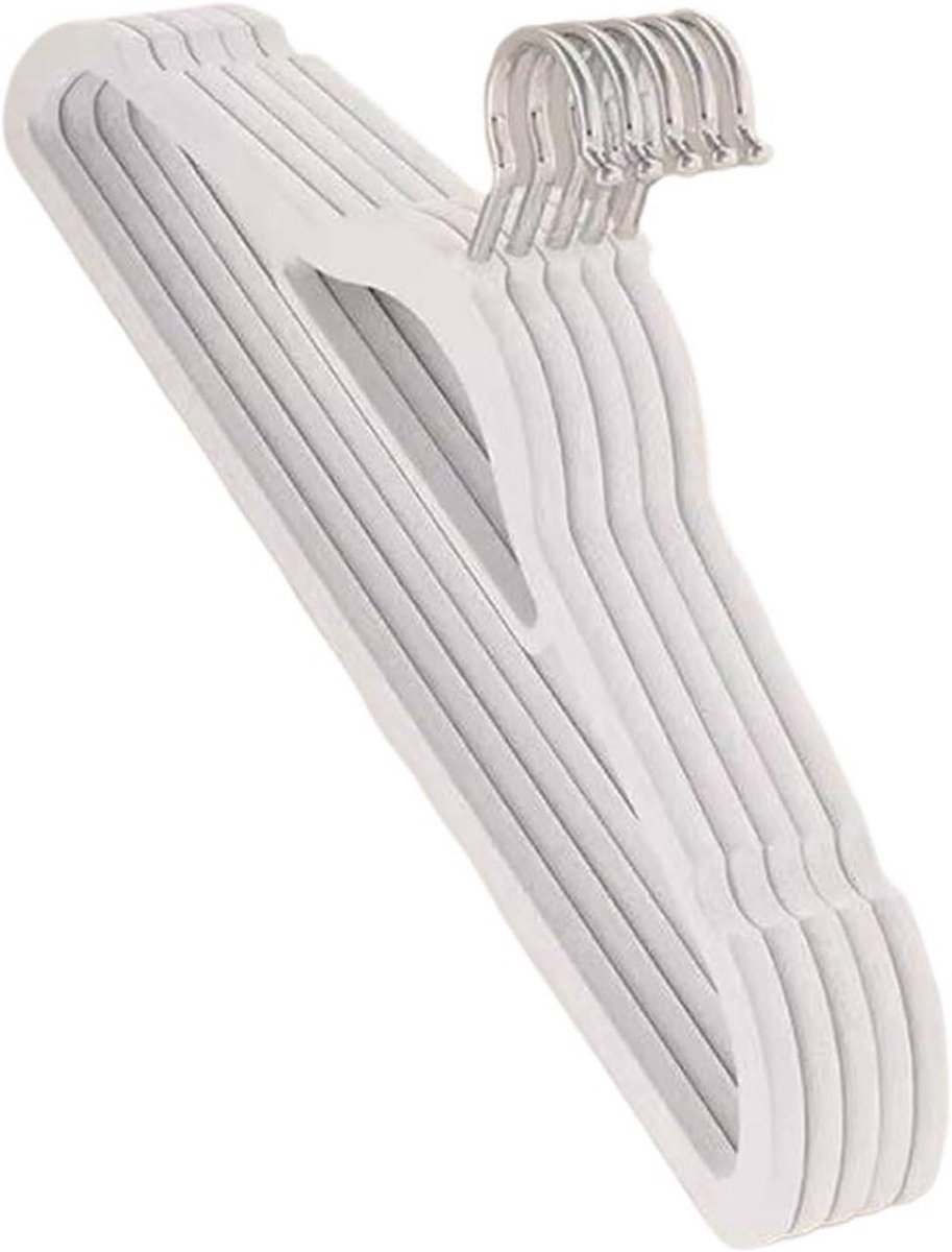 Kledinghangers - Gevlokte hangers - Kast organiseren - Antislip oppervlak - 10 stuks - Wit