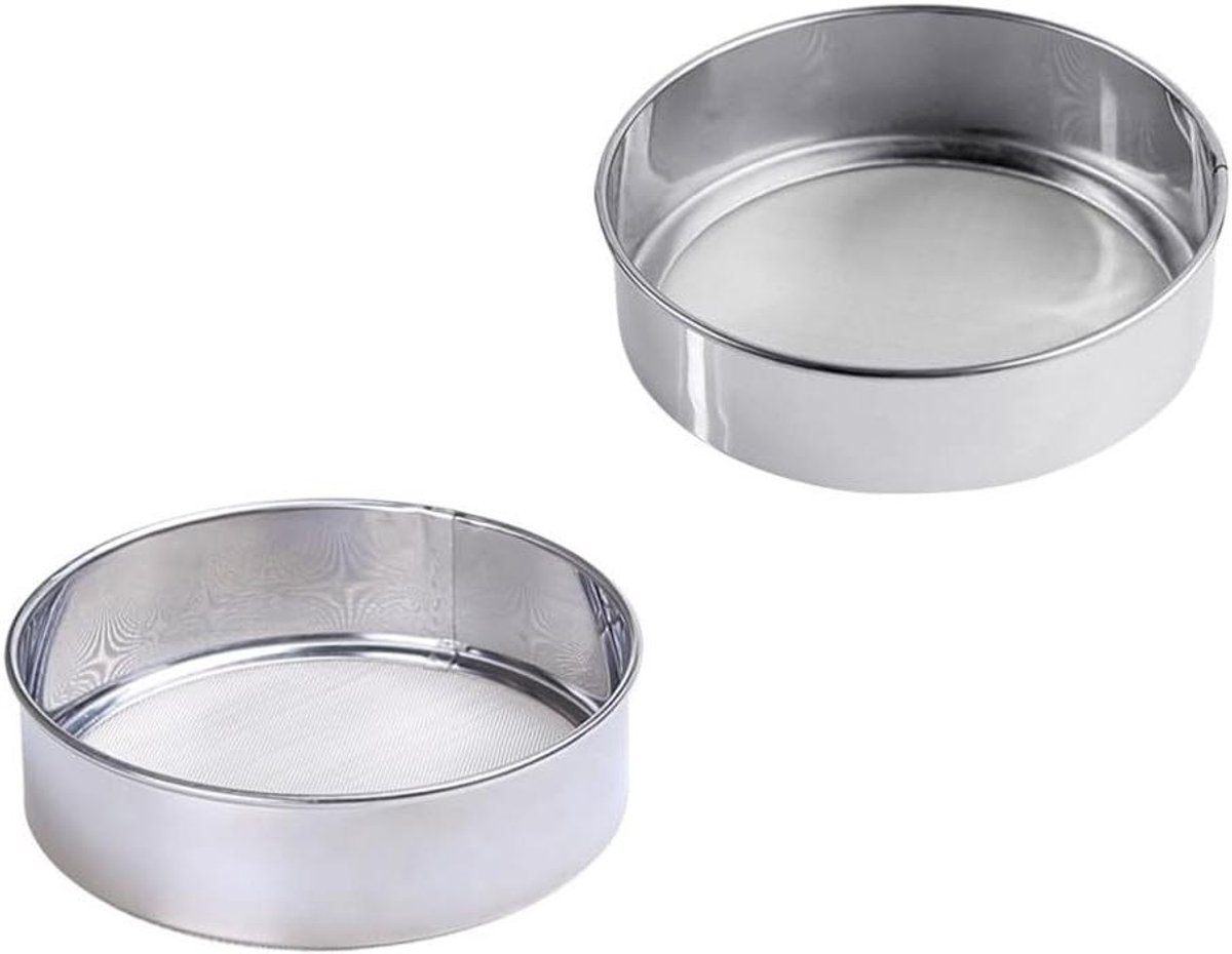 Roestvrijstalen Zeef - Keuken Zeef - Bakken en Koken - Fijn Mesh Ontwerp - 15 cm Diameter - Zilver