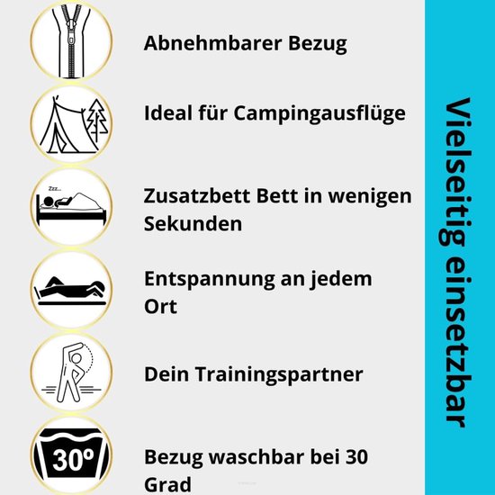 Vouwmatras - Gastenmatras Reismatras - Comfortabel Slapen - Wasbaar Overtrek - 195 x 80 x 9 cm - Lichtgrijs — afbeelding 4