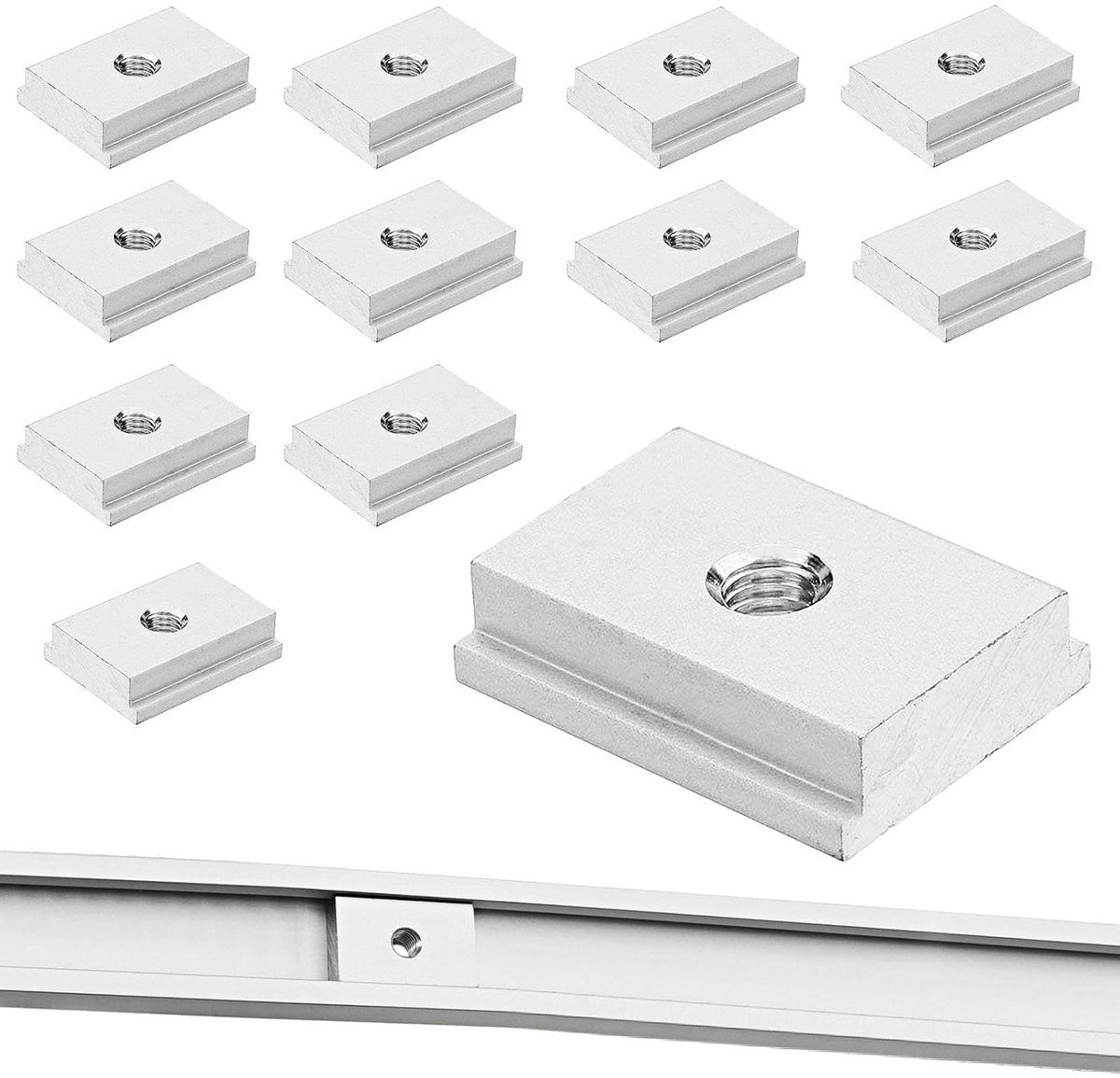 Set van 12 Sleufmoeren M8 van Aluminium voor T-sleuven, 30 x 23 mm, Ideaal voor Houtbewerking en Aluminium Profielconstructie