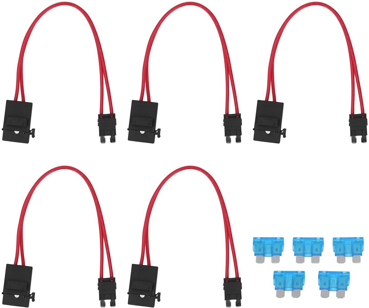 Dailygoody - Car Fuse Holder - 20A Mini Fuse Connector - Voor reparatie - 16AWG - Inclusief 5 fuses - Geschikt voor auto's - PC materiaal