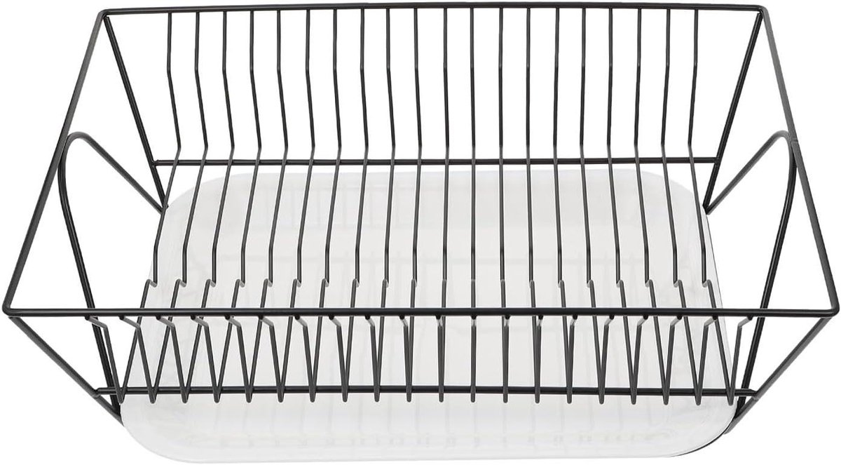 Keukenrek - Droogrek Opbergrek - Keuken Organiseren - Met Lekbak - 39x29x13 cm - Zwart