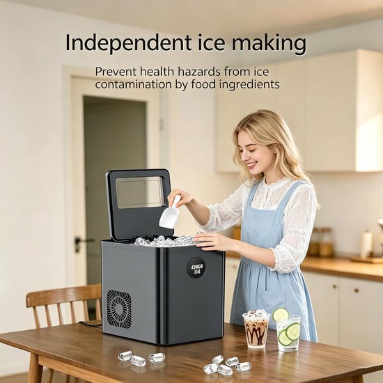 IJsblokjesmachine Aanrecht - IJsmaker Box - Snelle Drankkoeling - 9 Blokjes Zes Minuten - Compact Formaat - Zwart — afbeelding 4