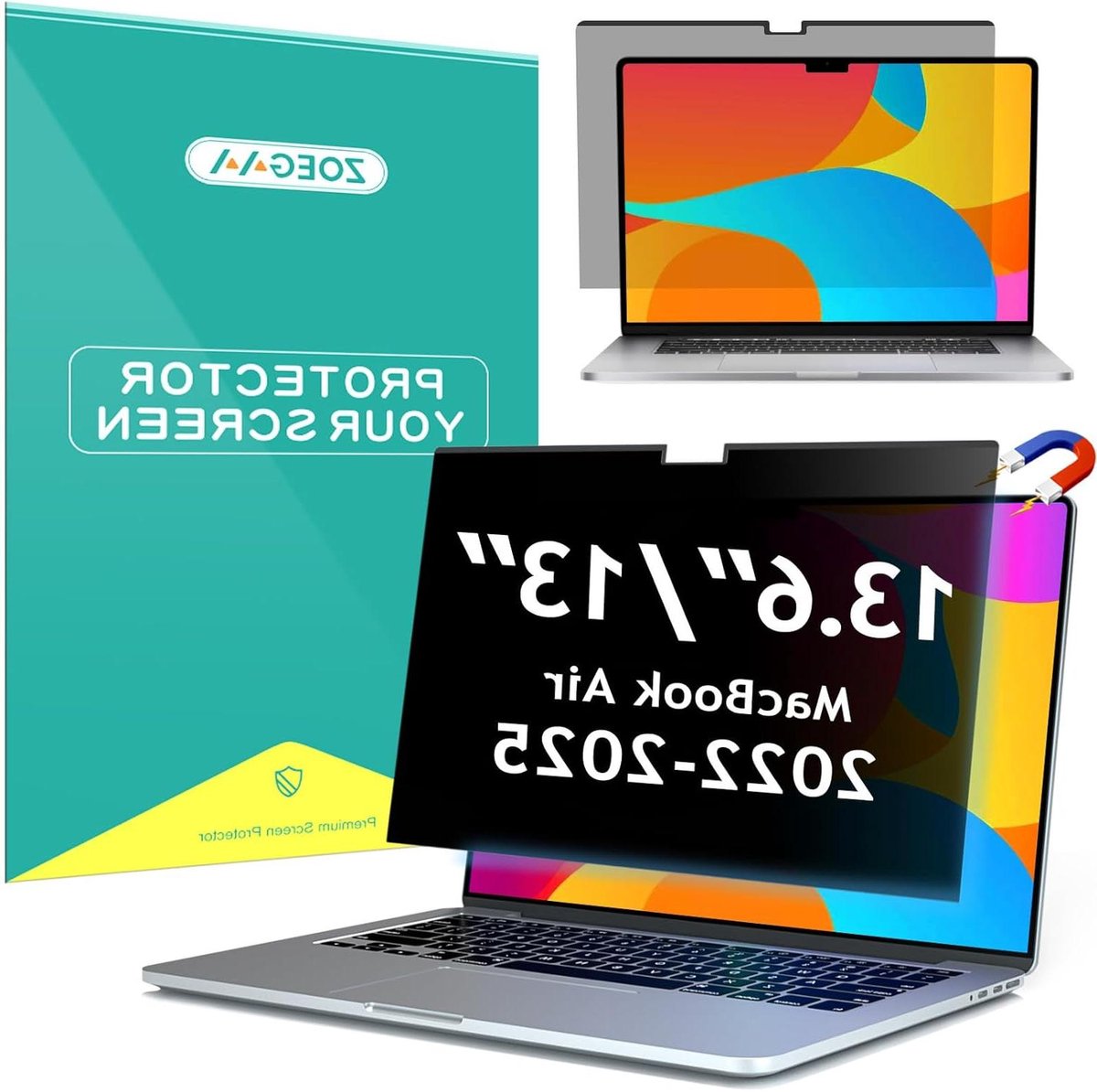 Privacyscherm Laptop - Schermfilter Anti-gluur - Werk Privé - Magnetische Bevestiging - 136 Inch - Zwart