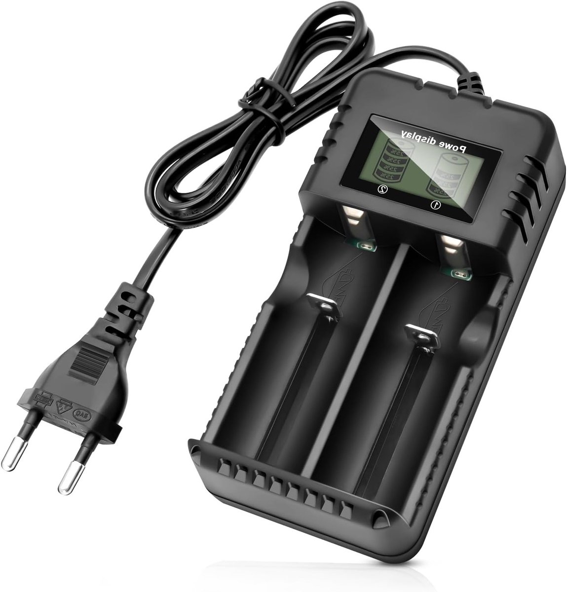 Intelligente Li-Ion acculader met LCD-display: 2-way snellader voor 3.7 V batterijen, compatibel met 26650, 18650, 18500, 14500, 16340 en meer, ideaal voor camera's en zaklampen