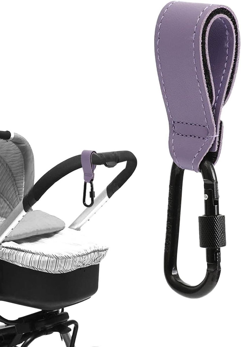 Kinderwagen Haken - Wandelwagen Clips - Tassen Meenemen - Stevige Aluminium Legering - 22 cm - Paars