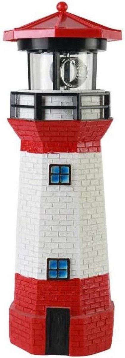 Zonnevuurtoren Tuinlamp - Buitenverlichting LED - Landschap Verlichten - Roterend Lichteffect - 1000 Gram - Grijs