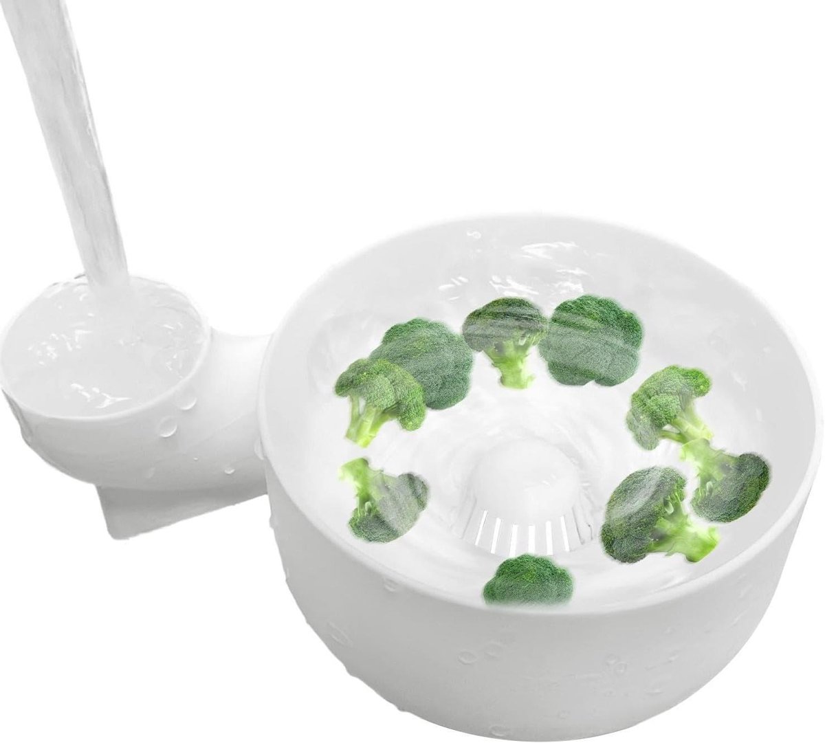 Fruitspinner - Bessenwaskom Salade Zeef - Fruit Reinigen - Snelle Centrifugale Rotatie - 20x13.5x7.5cm - Wit