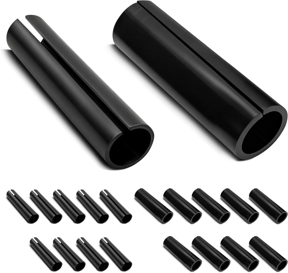 Beschermset voor fietsdraagrek en frame - bescherming tegen slijtage voor fietstassen, geschikt voor diverse fietsmodellen, Ø10/12 mm haken, zwart
